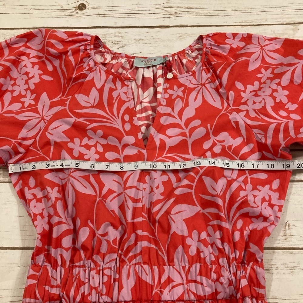 Voyageur By Mersea Hedy Tropical Floral Vine Puff Sleeve Tiered Midi Dress Sz M - Picture 4 of 15